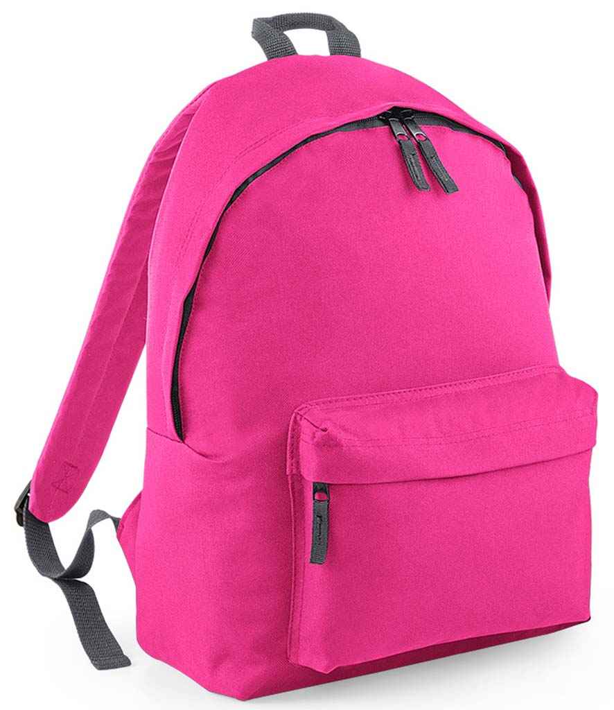 BagBase Original Fashion Backpack in ONE Fuchsia Graphite Grey by Bagbase — Custom branded clothing by Print Press, featuring premium embroidery produced in our specialist print lab in the UK.
