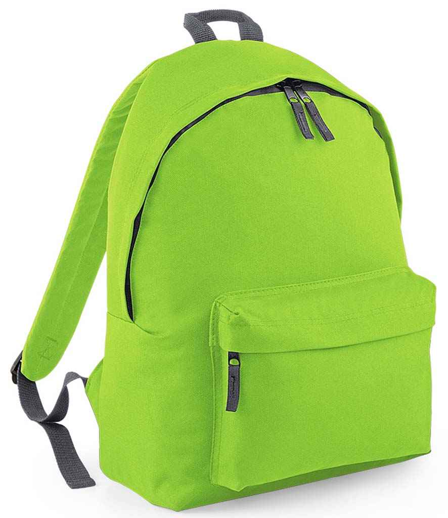 BagBase Original Fashion Backpack in ONE Lime Green Graphite Grey by Bagbase — Custom branded clothing by Print Press, featuring premium embroidery produced in our specialist print lab in the UK.