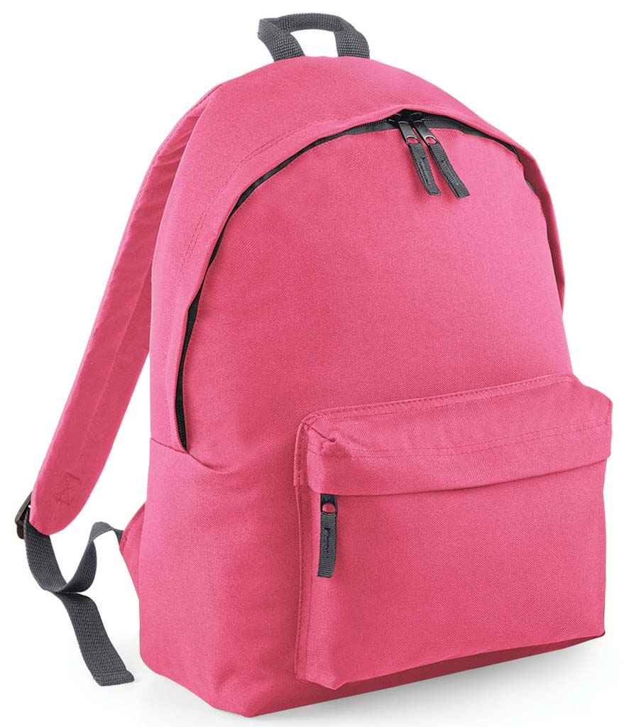 BagBase Original Fashion Backpack in ONE True Pink Light Grey by Bagbase — Custom branded clothing by Print Press, featuring premium embroidery produced in our specialist print lab in the UK.