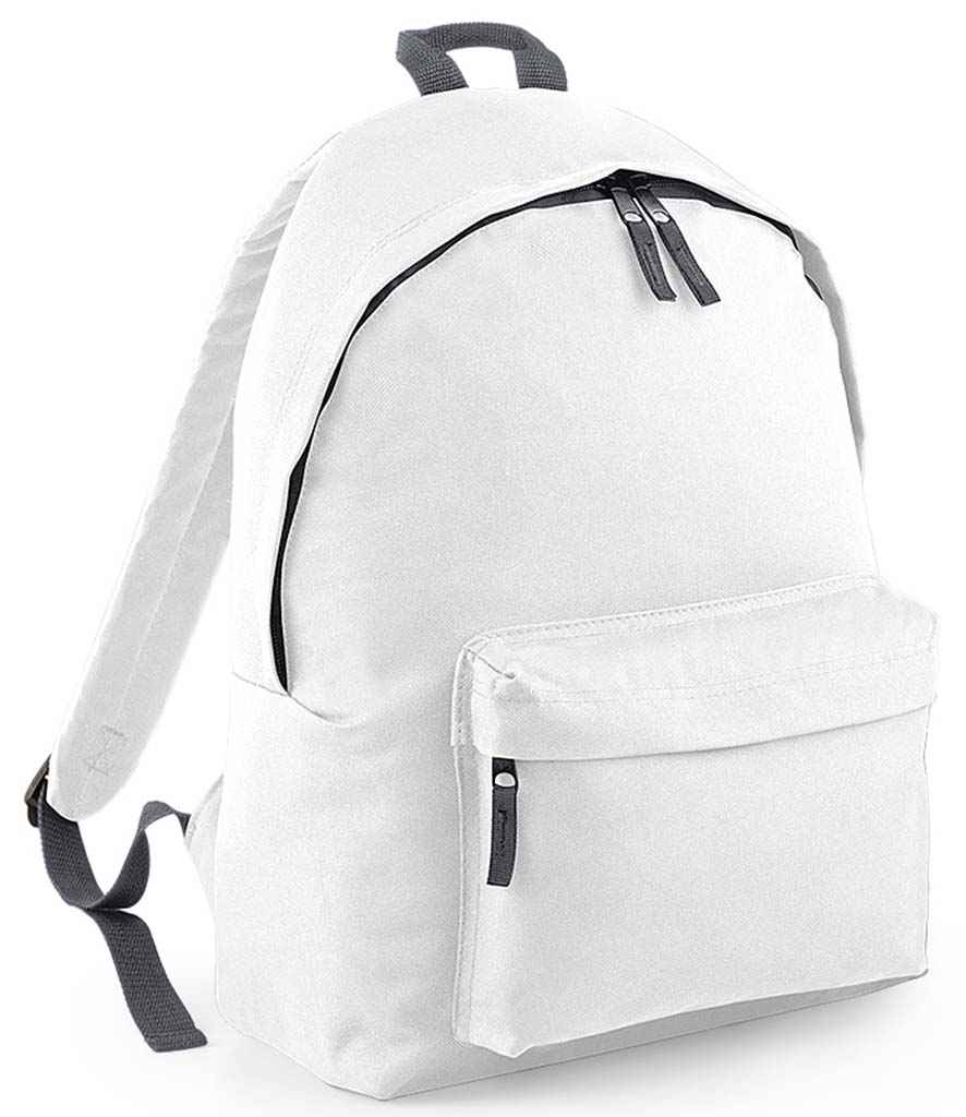 BagBase Original Fashion Backpack in ONE White Graphite Grey by Bagbase — Custom branded clothing by Print Press, featuring premium embroidery produced in our specialist print lab in the UK.