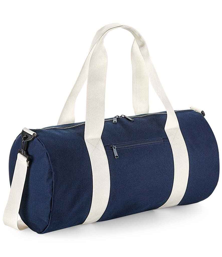 BagBase Original Barrel Bag XL in ONE French Navy Off White by Bagbase — Custom branded clothing by Print Press, featuring premium embroidery produced in our specialist print lab in the UK.