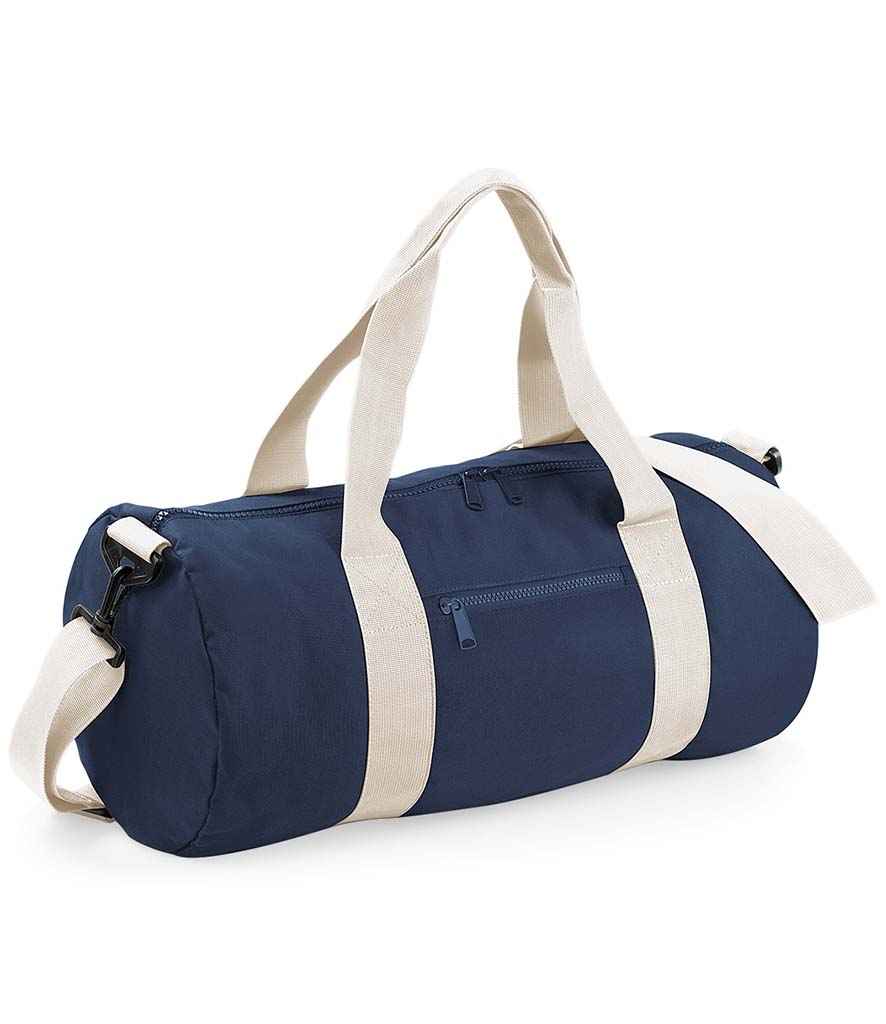 BagBase Original Barrel Bag in ONE French Navy Off White by Bagbase — Custom branded clothing by Print Press, featuring premium embroidery produced in our specialist print lab in the UK.