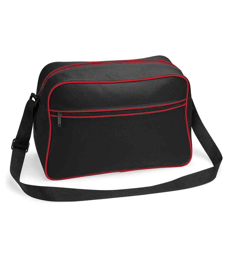 BagBase Retro Shoulder Bag in ONE Black Classic Red by Bagbase — Custom branded clothing by Print Press, featuring premium embroidery produced in our specialist print lab in the UK.