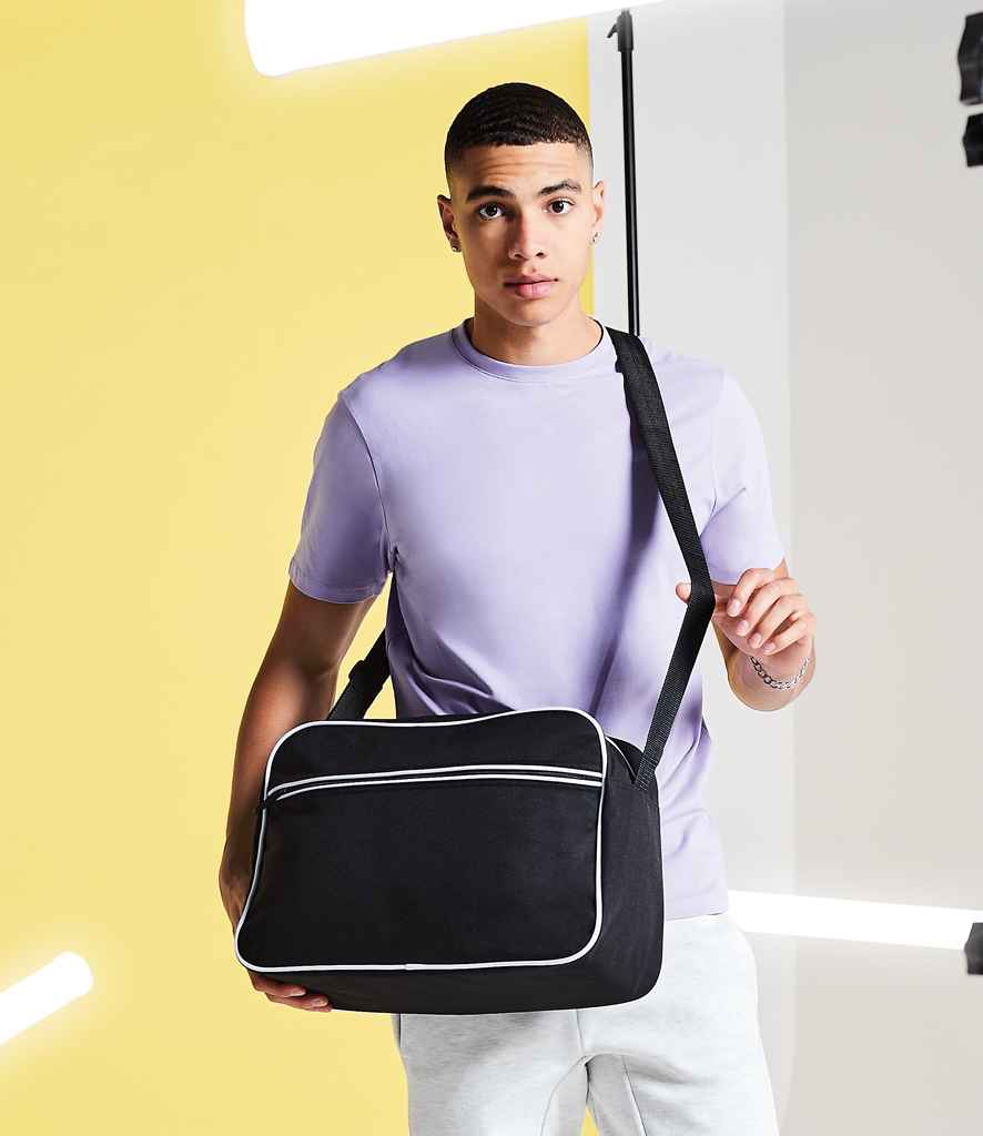 BagBase Retro Shoulder Bag in ONE Black White by Bagbase — Custom branded clothing by Print Press, featuring premium embroidery produced in our specialist print lab in the UK.
