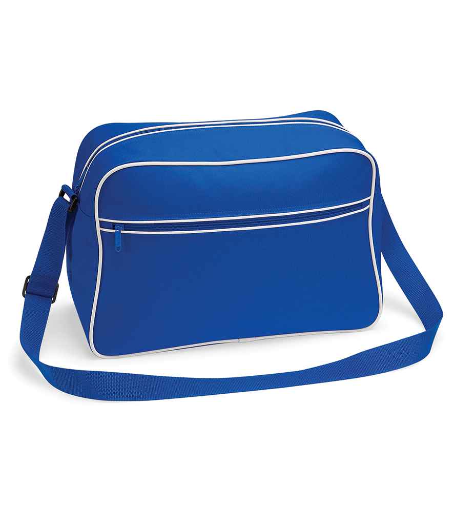 BagBase Retro Shoulder Bag in ONE Bright Royal White by Bagbase — Custom branded clothing by Print Press, featuring premium embroidery produced in our specialist print lab in the UK.