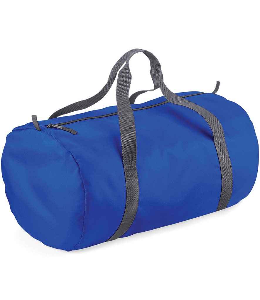 BagBase Packaway Barrel Bag in ONE Bright Royal by Bagbase — Custom branded clothing by Print Press, featuring premium embroidery produced in our specialist print lab in the UK.