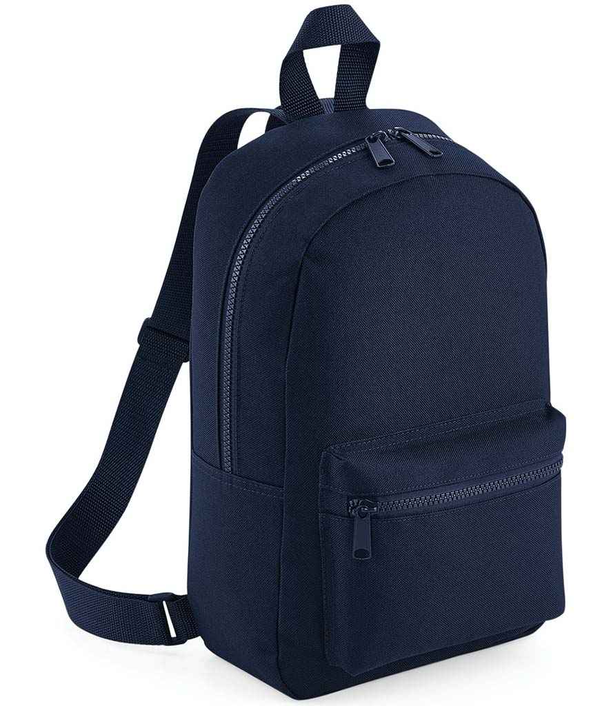 BagBase Mini Essential Fashion Backpack in ONE French Navy by Bagbase — Custom branded clothing by Print Press, featuring premium embroidery produced in our specialist print lab in the UK.