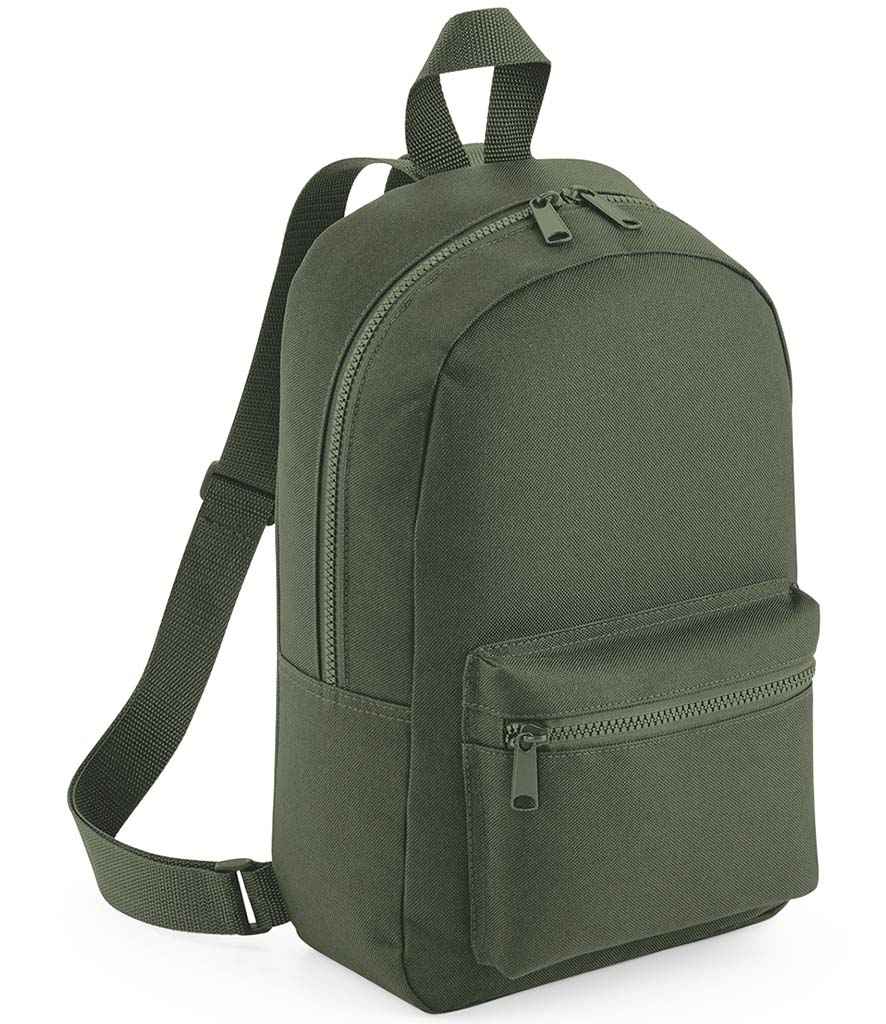BagBase Mini Essential Fashion Backpack in ONE Olive Green by Bagbase — Custom branded clothing by Print Press, featuring premium embroidery produced in our specialist print lab in the UK.