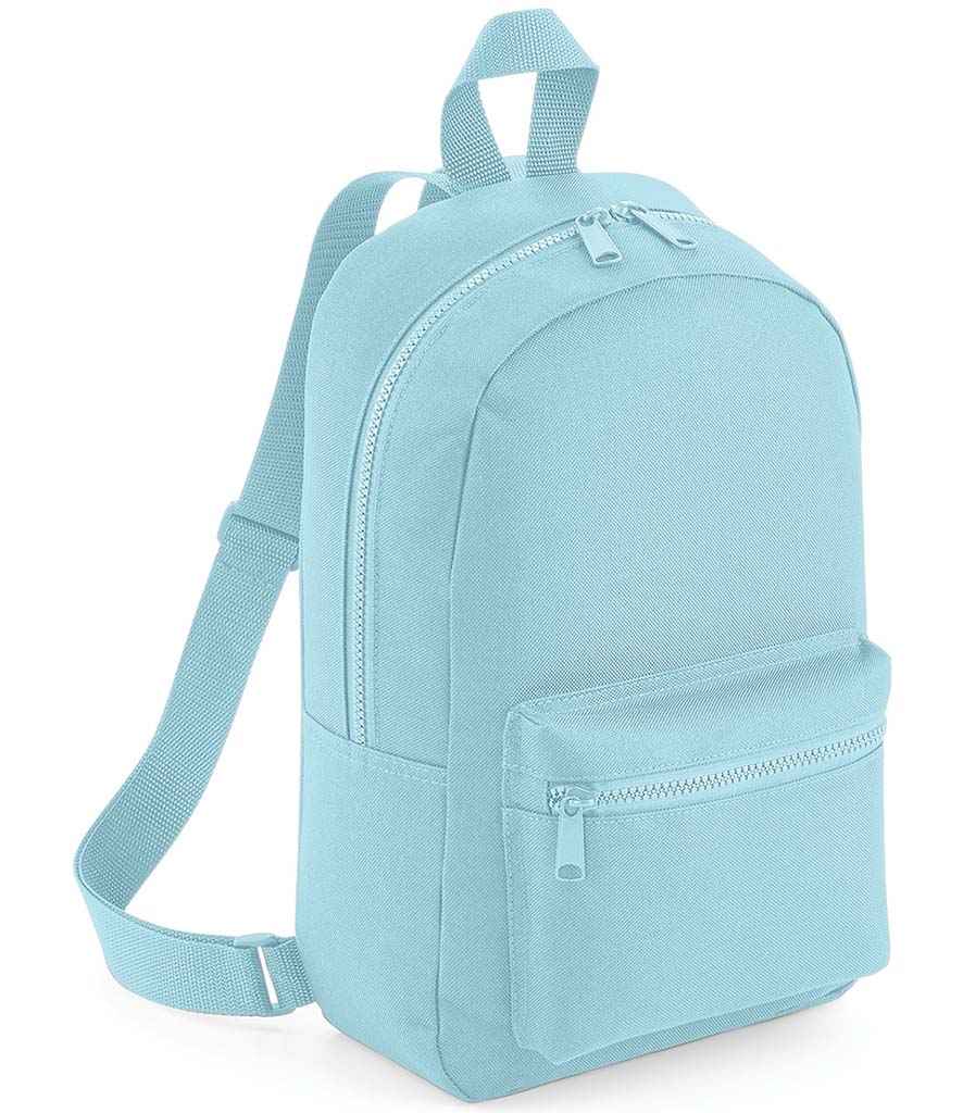 BagBase Mini Essential Fashion Backpack in ONE Powder Blue by Bagbase — Custom branded clothing by Print Press, featuring premium embroidery produced in our specialist print lab in the UK.