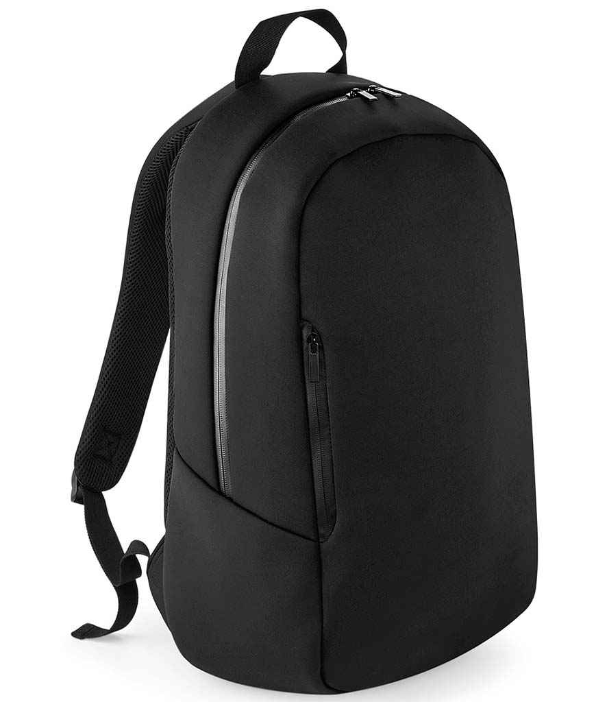 BagBase Scuba Backpack in ONE Black by Bagbase — Custom branded clothing by Print Press, featuring premium embroidery produced in our specialist print lab in the UK.