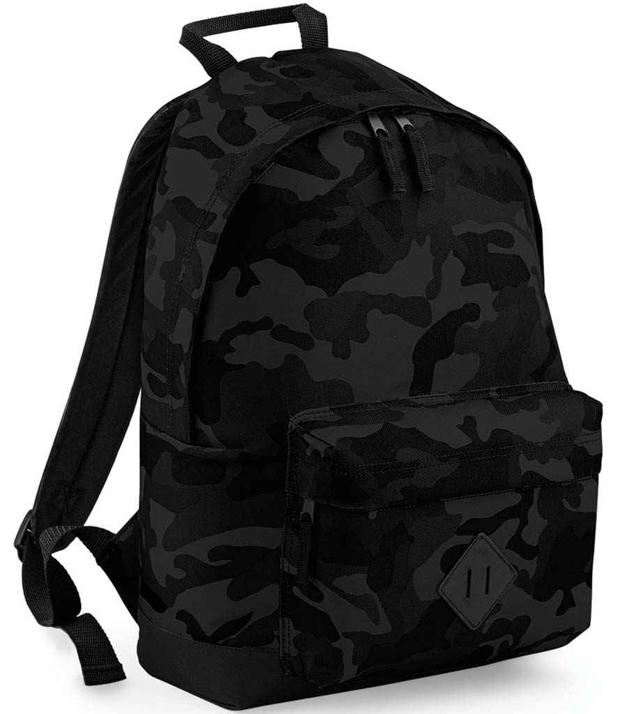 BagBase Camo Backpack in ONE Midnight Camo by Bagbase — Custom branded clothing by Print Press, featuring premium embroidery produced in our specialist print lab in the UK.