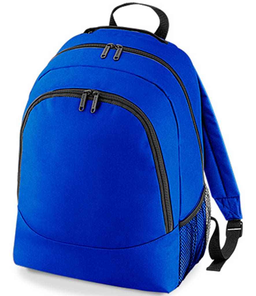 BagBase Universal Backpack in ONE Bright Royal by Bagbase — Custom branded clothing by Print Press, featuring premium embroidery produced in our specialist print lab in the UK.