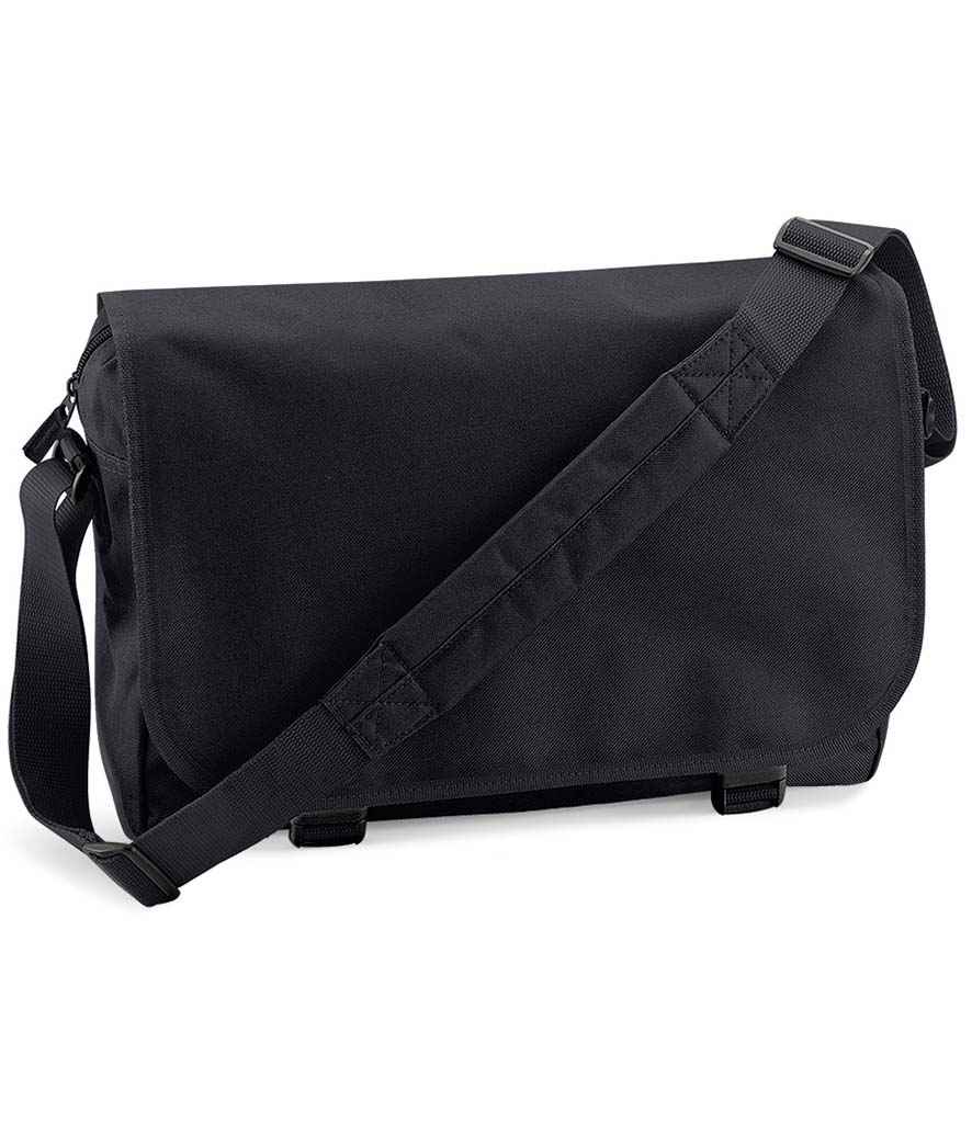 BagBase Messenger Bag in ONE Black by Bagbase — Custom branded clothing by Print Press, featuring premium embroidery produced in our specialist print lab in the UK.