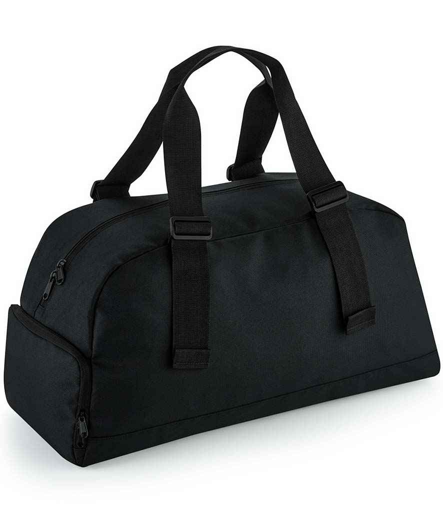BagBase Recycled Essentials Holdall in ONE Black by Bagbase — Custom branded clothing by Print Press, featuring premium embroidery produced in our specialist print lab in the UK.