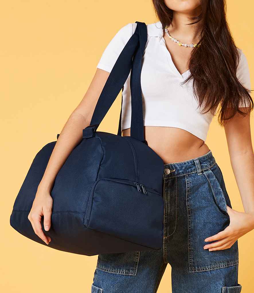 BagBase Recycled Essentials Holdall in ONE Navy by Bagbase — Custom branded clothing by Print Press, featuring premium embroidery produced in our specialist print lab in the UK.