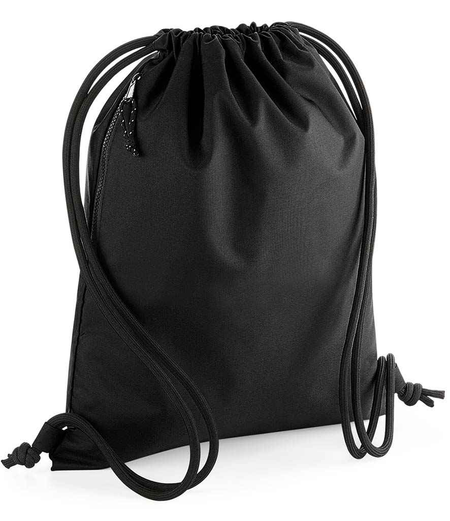 BagBase Recycled Gymsac in ONE Black by Bagbase — Custom branded clothing by Print Press, featuring premium embroidery produced in our specialist print lab in the UK.