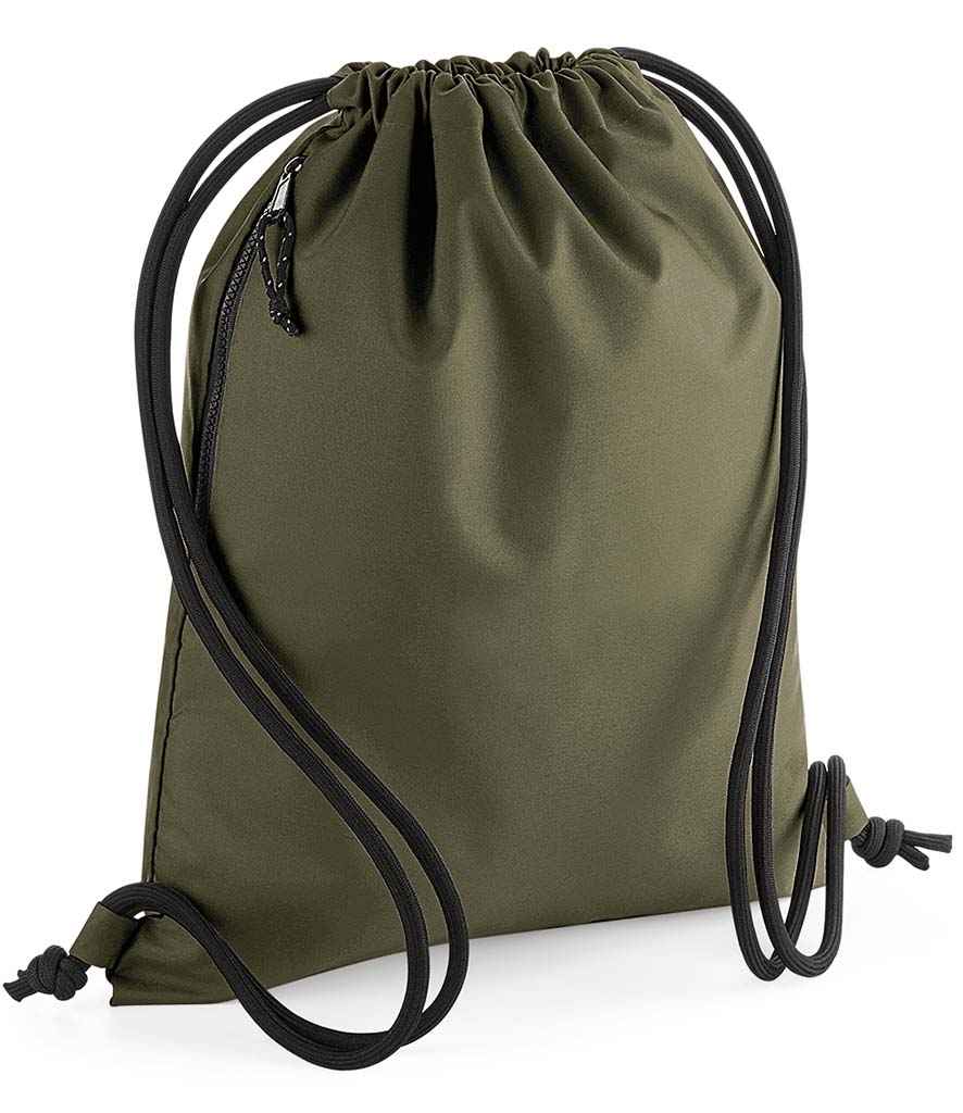 BagBase Recycled Gymsac in ONE Military Green by Bagbase — Custom branded clothing by Print Press, featuring premium embroidery produced in our specialist print lab in the UK.