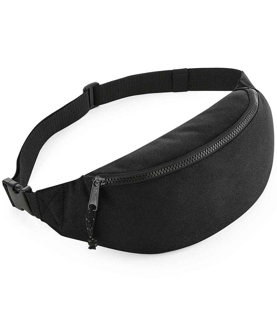 BagBase Recycled Belt Bag in ONE Black by Bagbase — Custom branded clothing by Print Press, featuring premium embroidery produced in our specialist print lab in the UK.