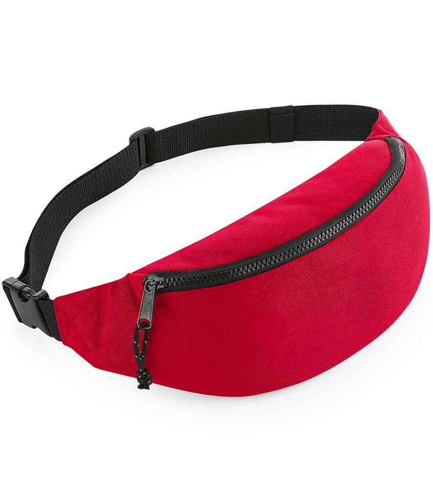 BagBase Recycled Belt Bag in ONE Classic Red by Bagbase — Custom branded clothing by Print Press, featuring premium embroidery produced in our specialist print lab in the UK.