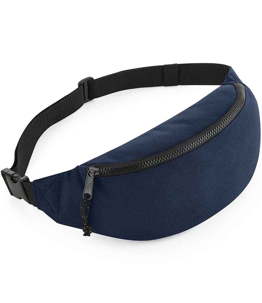BagBase Recycled Belt Bag in ONE Navy by Bagbase — Custom branded clothing by Print Press, featuring premium embroidery produced in our specialist print lab in the UK.