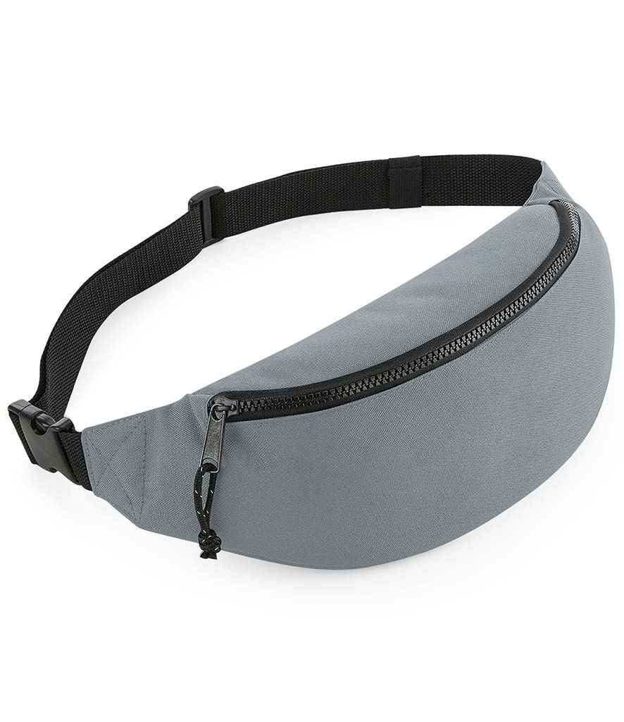 BagBase Recycled Belt Bag in ONE Pure Grey by Bagbase — Custom branded clothing by Print Press, featuring premium embroidery produced in our specialist print lab in the UK.