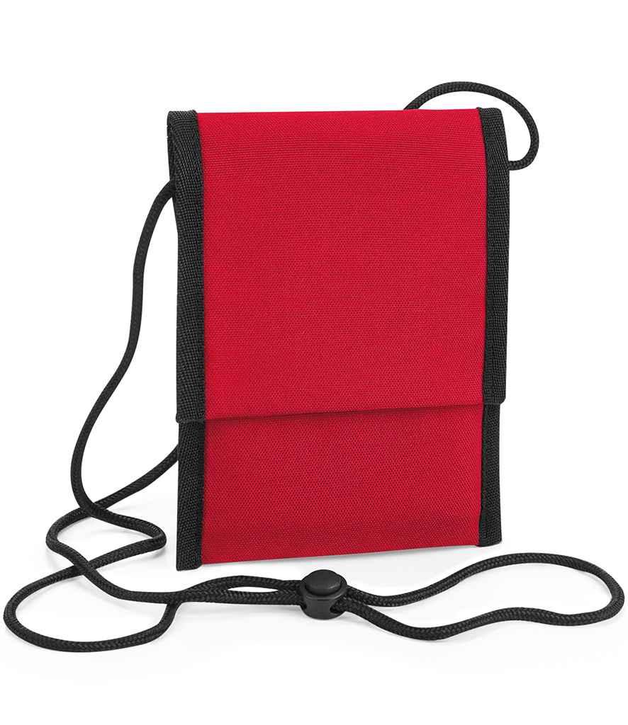BagBase Recycled Cross Body Pouch in ONE Classic Red by Bagbase — Custom branded clothing by Print Press, featuring premium embroidery produced in our specialist print lab in the UK.
