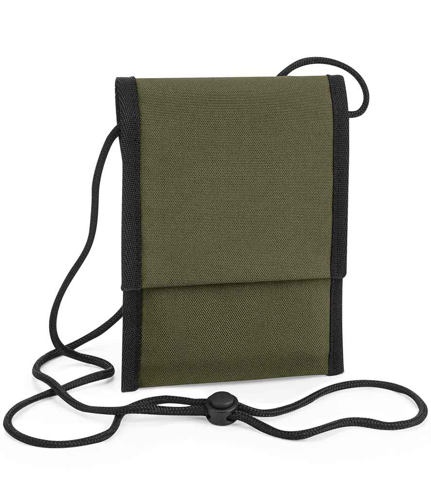 BagBase Recycled Cross Body Pouch in ONE Military Green by Bagbase — Custom branded clothing by Print Press, featuring premium embroidery produced in our specialist print lab in the UK.