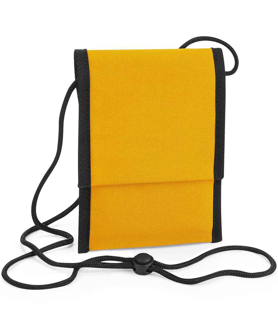 BagBase Recycled Cross Body Pouch in ONE Mustard by Bagbase — Custom branded clothing by Print Press, featuring premium embroidery produced in our specialist print lab in the UK.
