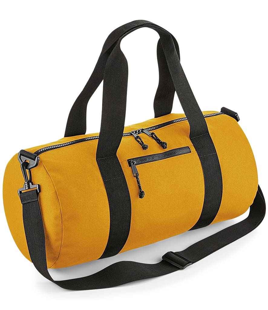 BagBase Recycled Barrel Bag in ONE Mustard by Bagbase — Custom branded clothing by Print Press, featuring premium embroidery produced in our specialist print lab in the UK.