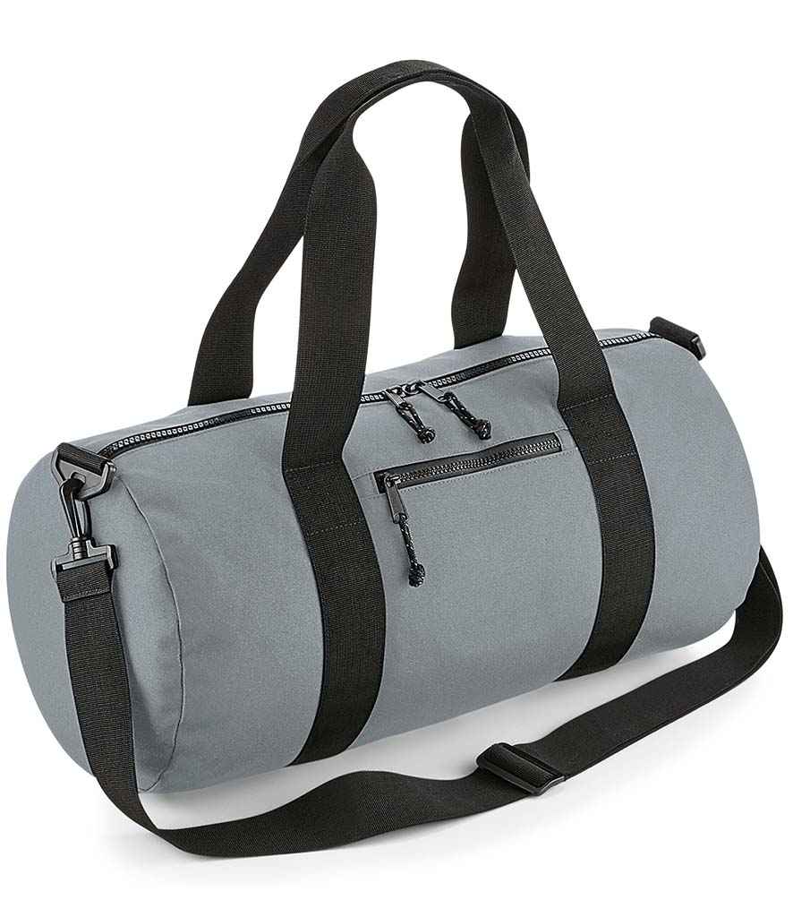 BagBase Recycled Barrel Bag in ONE Pure Grey by Bagbase — Custom branded clothing by Print Press, featuring premium embroidery produced in our specialist print lab in the UK.