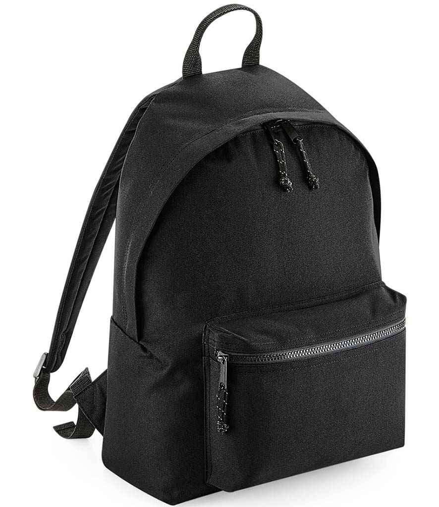 BagBase Recycled Backpack in ONE Black by Bagbase — Custom branded clothing by Print Press, featuring premium embroidery produced in our specialist print lab in the UK.