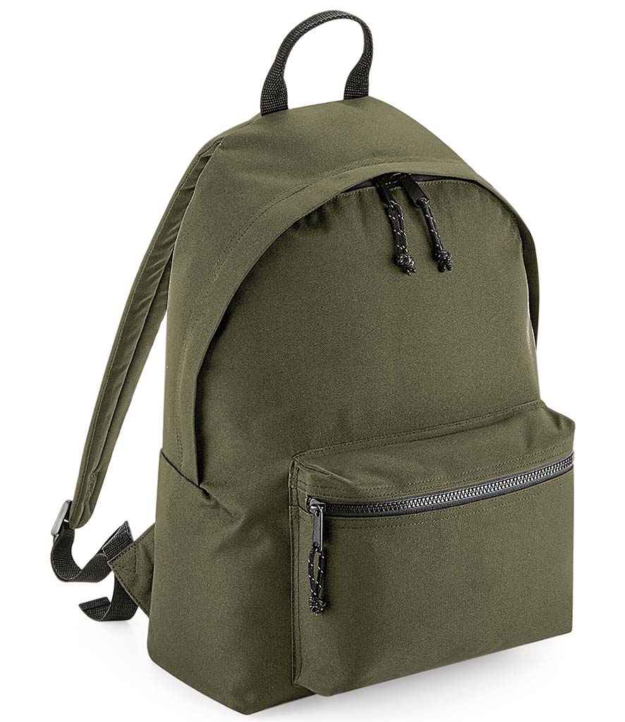 BagBase Recycled Backpack in ONE Military Green by Bagbase — Custom branded clothing by Print Press, featuring premium embroidery produced in our specialist print lab in the UK.