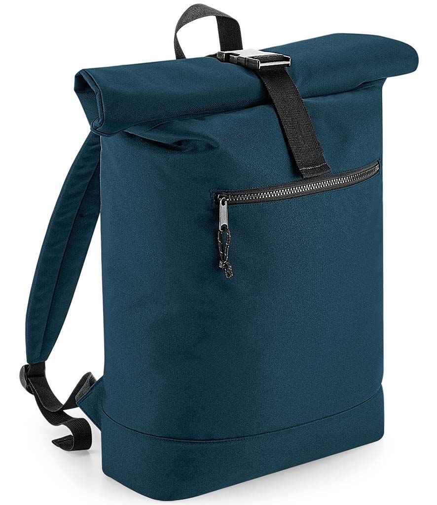 BagBase Recycled Roll-Top Backpack in ONE Petrol by Bagbase — Custom branded clothing by Print Press, featuring premium embroidery produced in our specialist print lab in the UK.