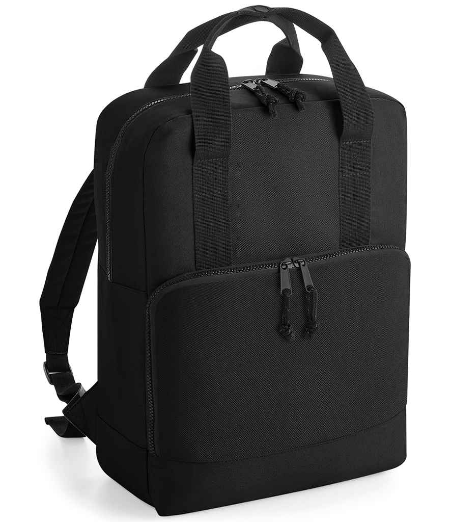 BagBase Recycled Cooler Backpack in ONE Black by Bagbase — Custom branded clothing by Print Press, featuring premium embroidery produced in our specialist print lab in the UK.