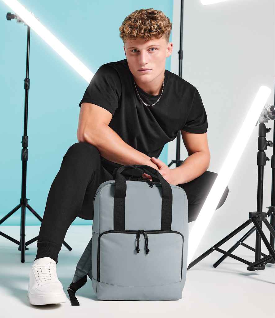BagBase Recycled Cooler Backpack in ONE Pure Grey by Bagbase — Custom branded clothing by Print Press, featuring premium embroidery produced in our specialist print lab in the UK.