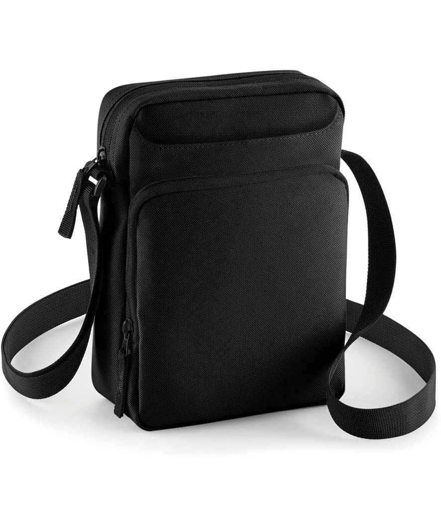 BagBase Across Body Bag in ONE Black by Bagbase — Custom branded clothing by Print Press, featuring premium embroidery produced in our specialist print lab in the UK.