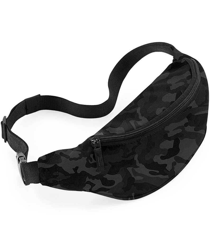 BagBase Belt Bag in ONE Midnight Camo by Bagbase — Custom branded clothing by Print Press, featuring premium embroidery produced in our specialist print lab in the UK.