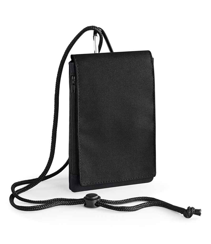 BagBase Phone Pouch XL in ONE Black by Bagbase — Custom branded clothing by Print Press, featuring premium embroidery produced in our specialist print lab in the UK.