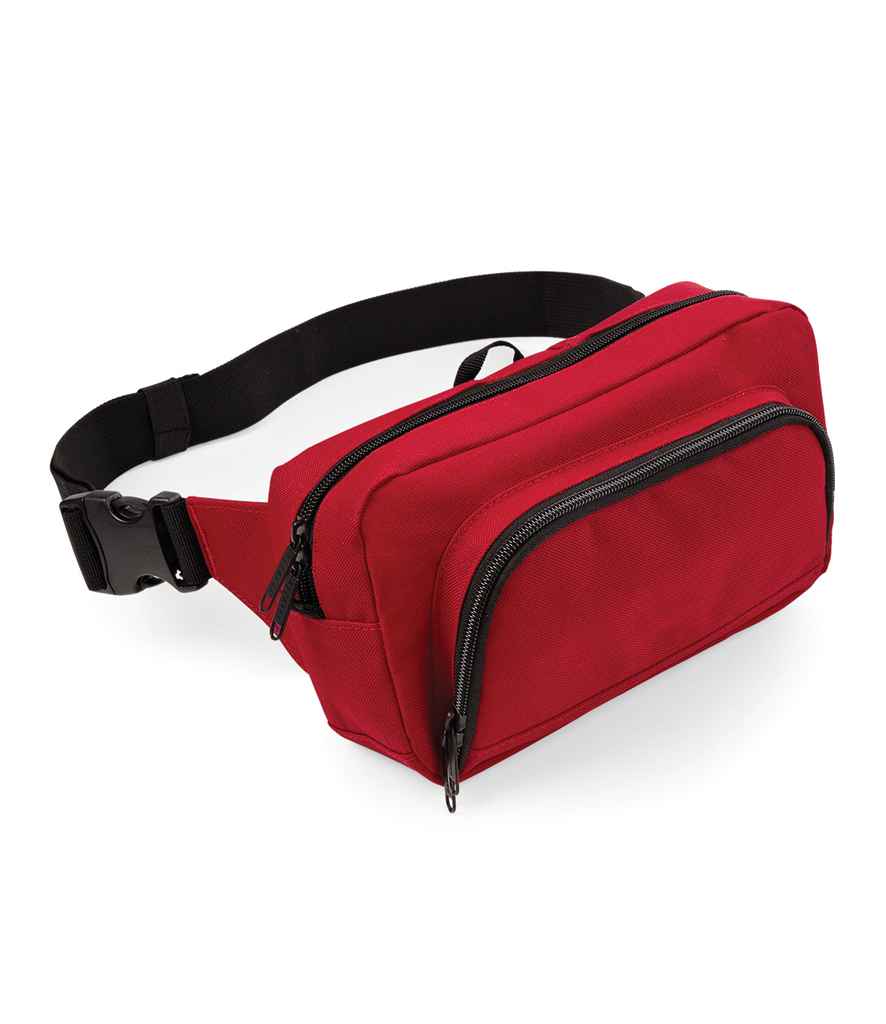 BagBase Organiser Waistpack in ONE Classic Red by Bagbase — Custom branded clothing by Print Press, featuring premium embroidery produced in our specialist print lab in the UK.
