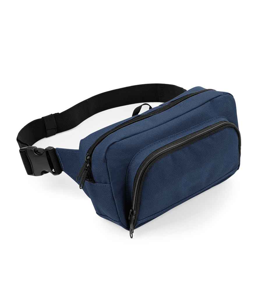 BagBase Organiser Waistpack in ONE French Navy by Bagbase — Custom branded clothing by Print Press, featuring premium embroidery produced in our specialist print lab in the UK.