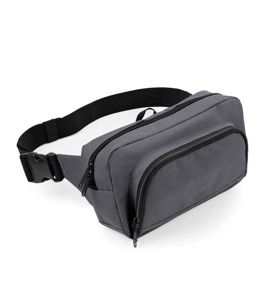 BagBase Organiser Waistpack in ONE Graphite Grey by Bagbase — Custom branded clothing by Print Press, featuring premium embroidery produced in our specialist print lab in the UK.