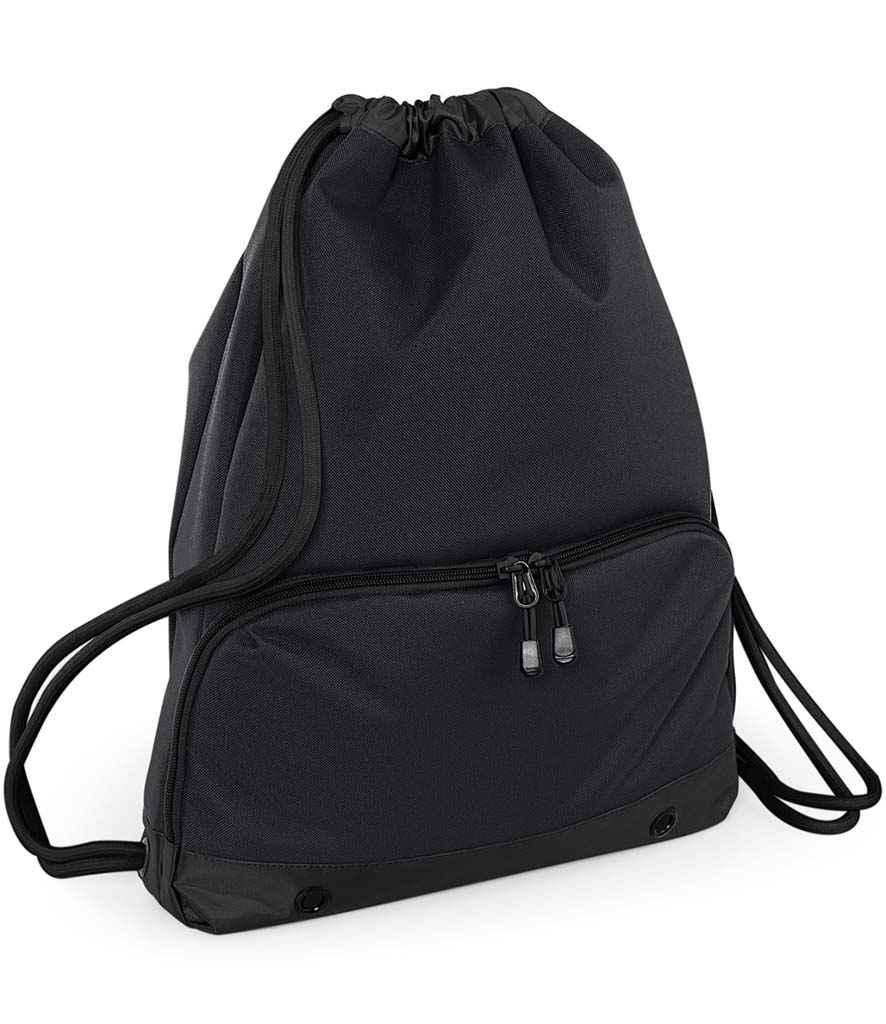 BagBase Athleisure Gymsac in ONE Black Black by Bagbase — Custom branded clothing by Print Press, featuring premium embroidery produced in our specialist print lab in the UK.