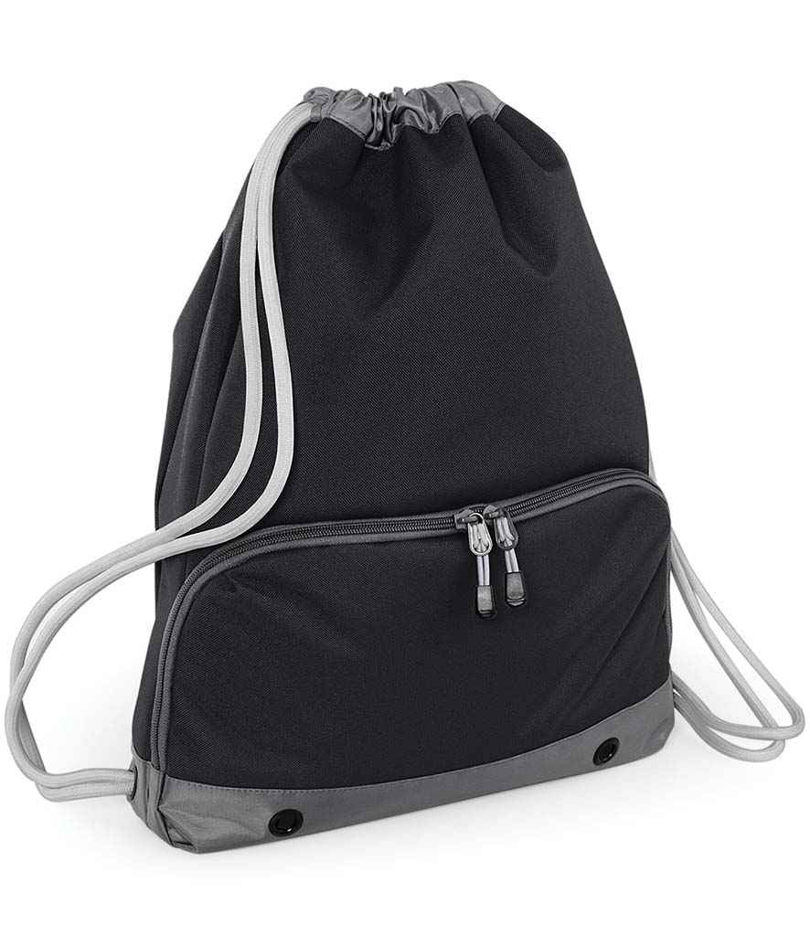 BagBase Athleisure Gymsac in ONE Black Graphite Grey by Bagbase — Custom branded clothing by Print Press, featuring premium embroidery produced in our specialist print lab in the UK.