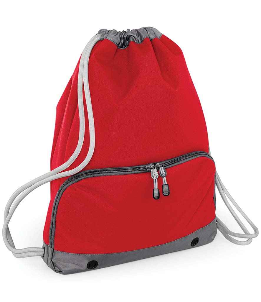 BagBase Athleisure Gymsac in ONE Classic Red by Bagbase — Custom branded clothing by Print Press, featuring premium embroidery produced in our specialist print lab in the UK.