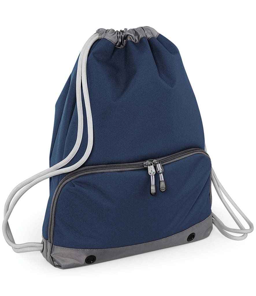 BagBase Athleisure Gymsac in ONE French Navy by Bagbase — Custom branded clothing by Print Press, featuring premium embroidery produced in our specialist print lab in the UK.