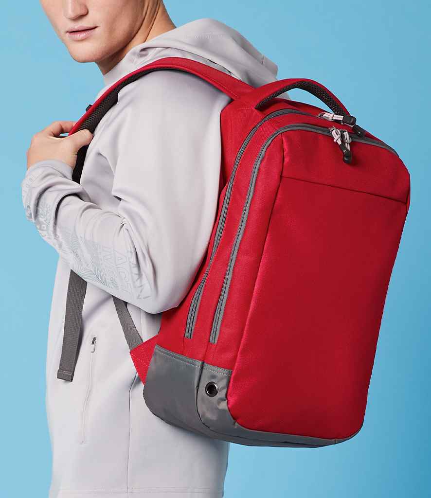 BagBase Athleisure Sports Backpack in ONE Classic Red by Bagbase — Custom branded clothing by Print Press, featuring premium embroidery produced in our specialist print lab in the UK.