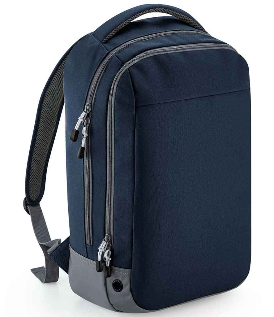 BagBase Athleisure Sports Backpack in ONE French Navy by Bagbase — Custom branded clothing by Print Press, featuring premium embroidery produced in our specialist print lab in the UK.