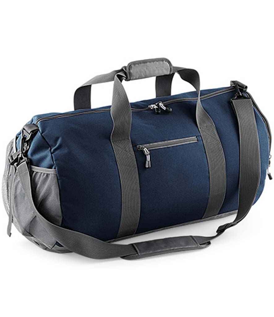 BagBase Athleisure Kit Bag in ONE French Navy by Bagbase — Custom branded clothing by Print Press, featuring premium embroidery produced in our specialist print lab in the UK.