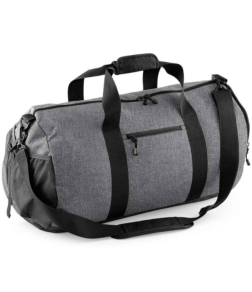 BagBase Athleisure Kit Bag in ONE Grey Marl by Bagbase — Custom branded clothing by Print Press, featuring premium embroidery produced in our specialist print lab in the UK.