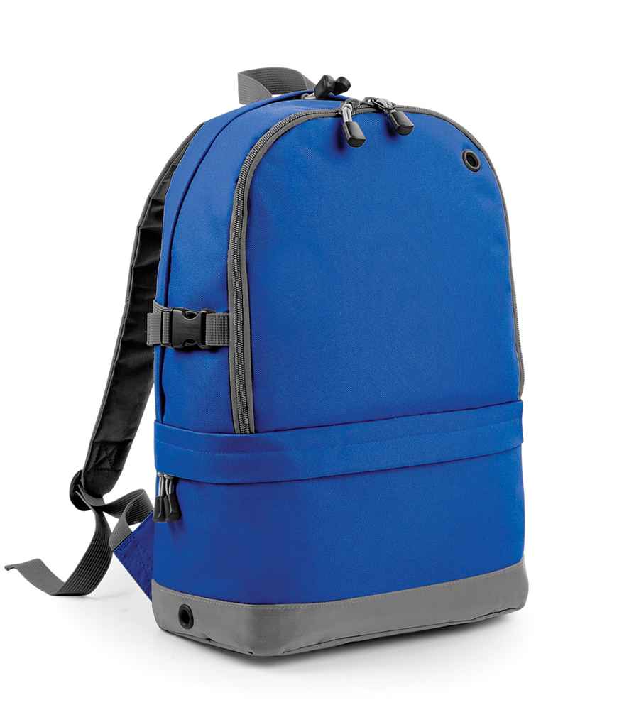 BagBase Athleisure Pro Backpack in ONE Bright Royal by Bagbase — Custom branded clothing by Print Press, featuring premium embroidery produced in our specialist print lab in the UK.